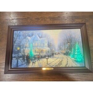 Thomas Kinkade CHristmas, Illuminated Canvas Print, Holiday Gathering, 1998